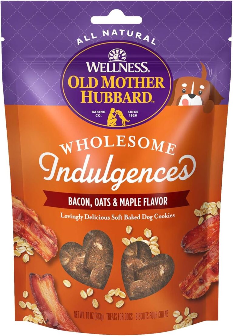 Old Mother Hubbard Wellness Wholesome Indulgences Dog Biscuits, Natural, Dog Treats, Bacon, Oats, & Maple Flavor, (10 Ounce Bag)