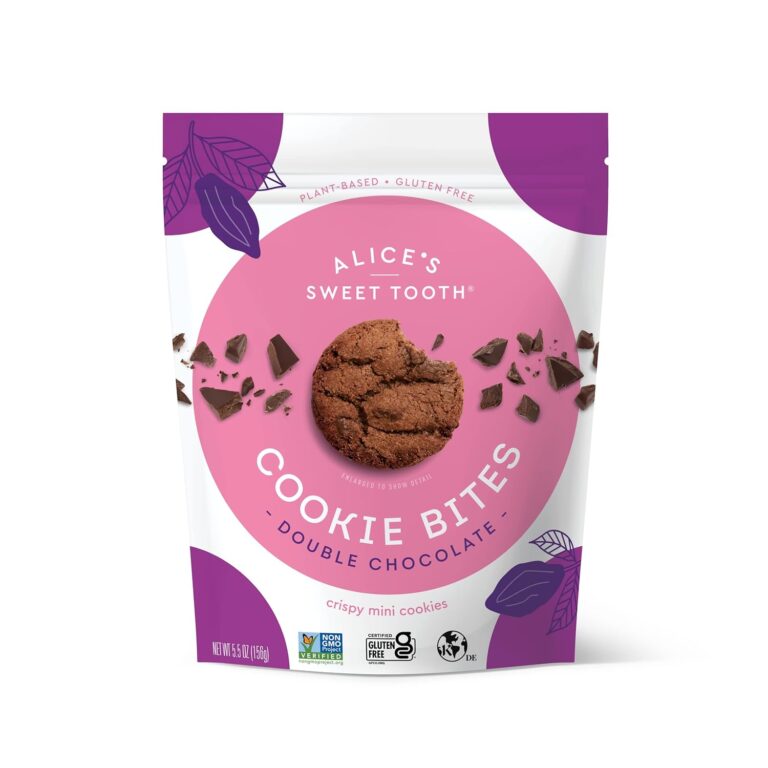 Alice's Sweet Tooth Double Chocolate Cookie Bites - Gluten-Free, Vegan, Crunchy Mini-Cookies - Plant-Based, Dairy-Free, Grain-Free, Soy-Free, Kosher  5.5 ounces