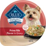 Blue Buffalo Delights Small Breed Natural Wet Dog Food, Prime Rib Flavor in Gravy, 3.5-oz Cups, 12 Count