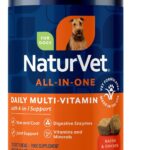 NaturVet All-in-One Dog Supplement - for Joint Support, Digestion, Skin, Coat Care  Dog Multivitamins with Minerals, Omega-3, 6, 9  Wheat-Free Vitamins for Dogs  120 Soft Chews