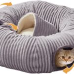 Cat Tunnel Bed for Indoor Cats,Cat Donut Tunnel Toy with Washable Circle Cushion,Blackout Tent, Multifunctional Playground Toys Hideplace for Kitty, Puppy, Rabbit,Ferret