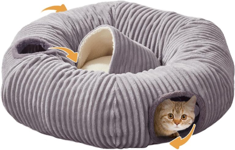 Cat Tunnel Bed for Indoor Cats,Cat Donut Tunnel Toy with Washable Circle Cushion,Blackout Tent, Multifunctional Playground Toys Hideplace for Kitty, Puppy, Rabbit,Ferret