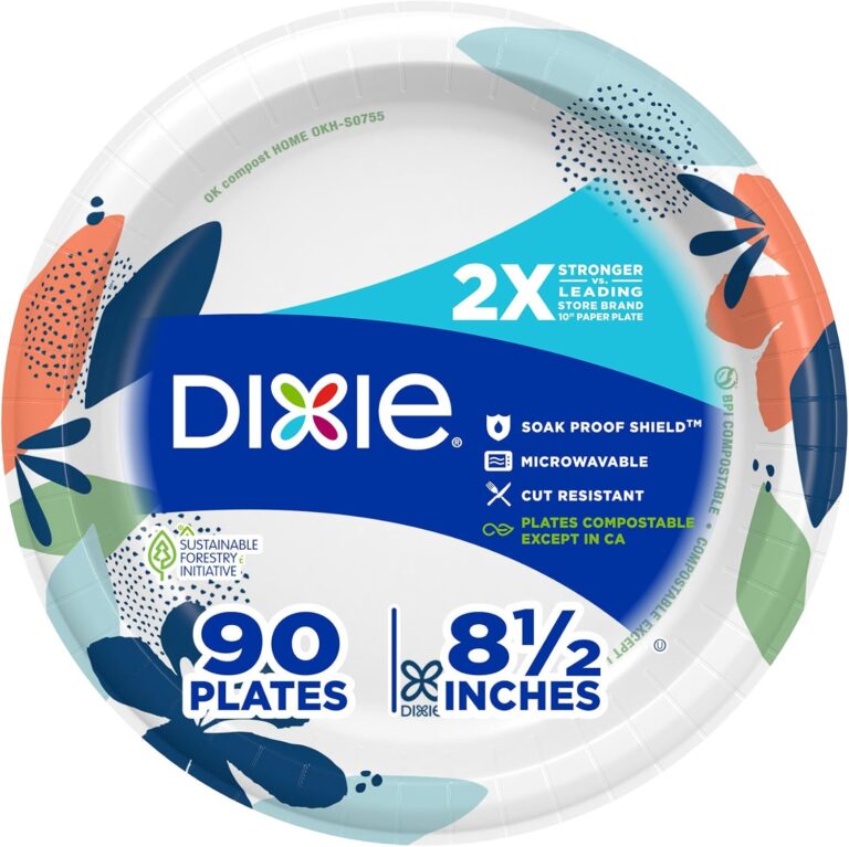 Dixie Medium Paper Plates, 8.5 Inch, 90 Count, 2X Stronger, Microwave-Safe, Soak-Proof, Cut Resistant, Disposable Plates For Everyday Breakfast, Lunch, & Dinner Meals