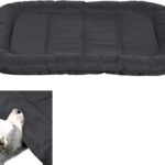 Warfort Durable Outdoor Dog Bed with Pillow Around Curling Sleep Fully Waterproof Indoor Cat Bed Crate Mat Stable Kennel Pad, for Pets (Charcoal, Medium(30x21in))