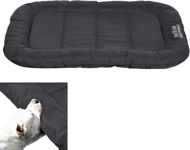 Warfort Durable Outdoor Dog Bed with Pillow Around Curling Sleep Fully Waterproof Indoor Cat Bed Crate Mat Stable Kennel Pad, for Pets (Charcoal, Medium(30x21in))