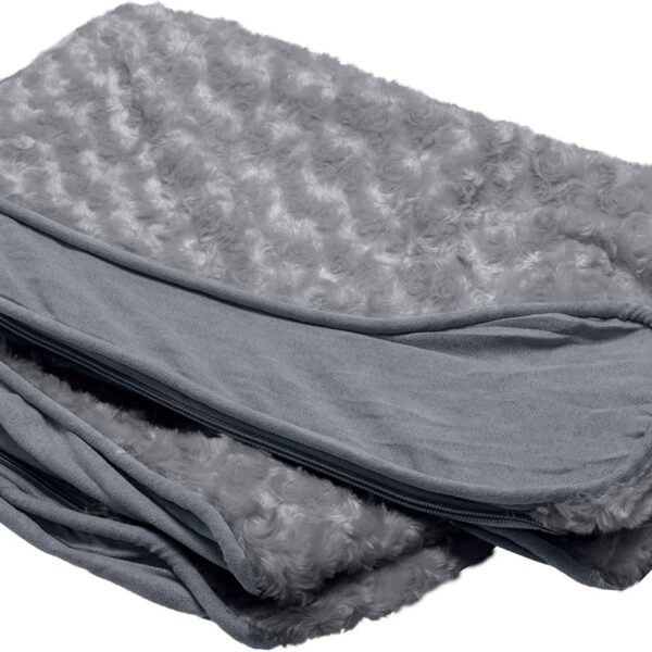 Furhaven Replacement Dog Bed Cover Ultra Plush Faux Fur & Suede Contour Luxe Lounger, Machine Washable - Gray, Jumbo (X-Large)