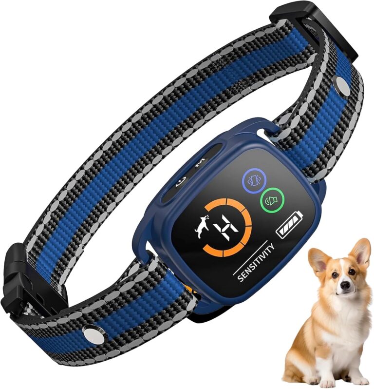 Bark Collar for Small Dogs,No Shock Anti Bark Collar with 3 Adjustable Modes Beep&Vibration,Barking Collar with 6 Adjustable Sensitivity Rechargeable Smart Training Collar (Blue)