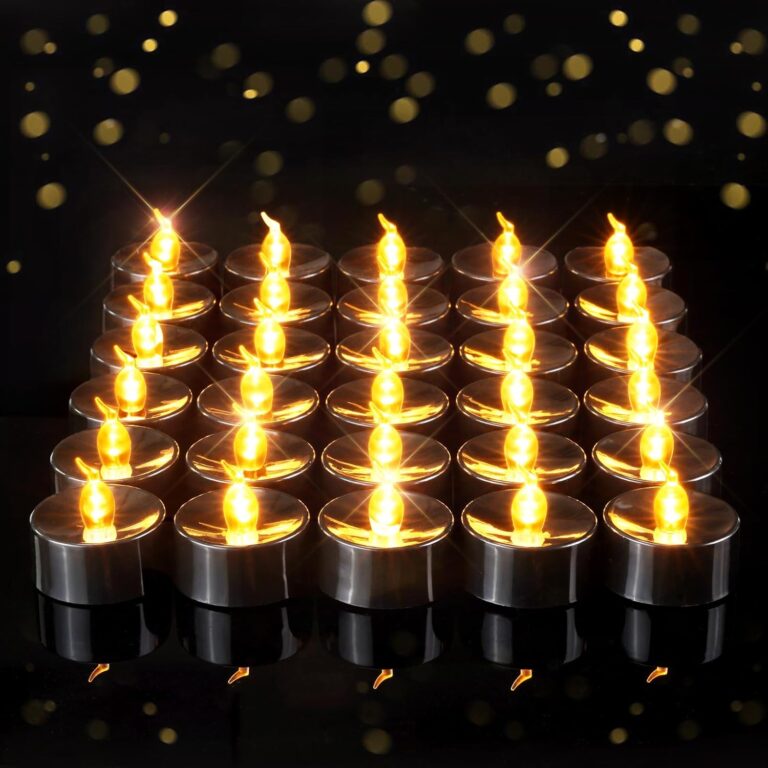 Amagic 30 Pcs Black Flickering Flameless Tea Lights Battery Operated, LED Holiday Fake Candles, 200+ Hours Long Lasting Colored Candle for Halloween, Pumpkin, Ofrenda, Christmas, Party, Home Decor