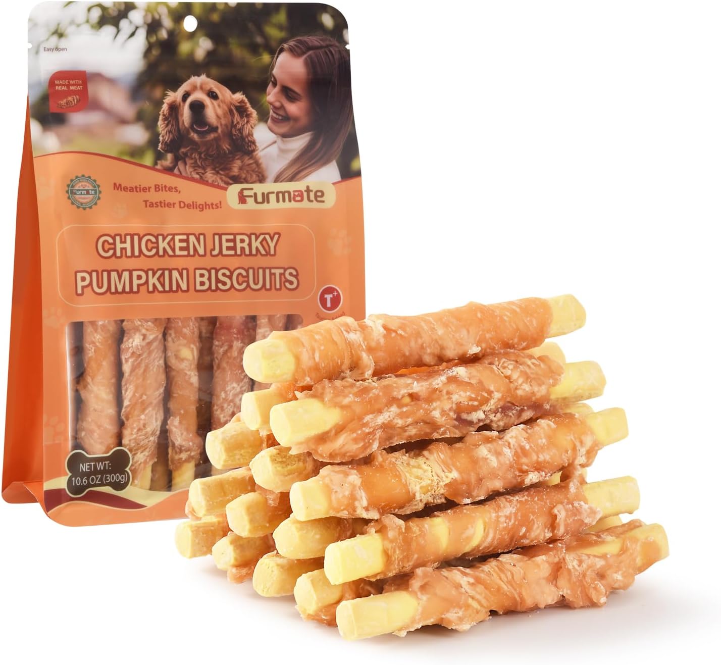 Chicken Jerky Wrapped Pumpkin Biscuits Treats for Dogs,Low Fat Rawhide Free Healthy Chewy Dog Training Treats,High Fiber Pumpkin Biscuits Dog Snacks for Small Medium Large Dogs 10.58 oz Chicken Jerky Wrapped Pumpkin Biscuits Treats for Dogs,Low Fat Rawhide Free Healthy Chewy Dog Training Treats,High Fiber Pumpkin Biscuits Dog Snacks for Small Medium Large Dogs 10.58 oz