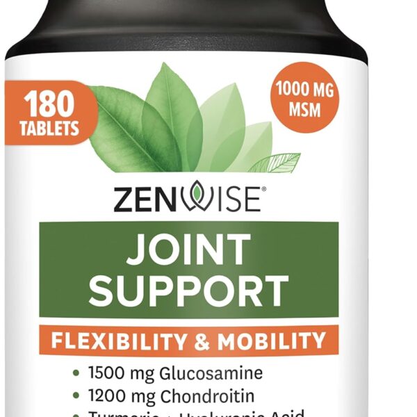 Zenwise Health Joint Support Supplement with Glucosamine Chondroitin MSM, Curcumin & Sulfate - Joint Health for Women & Men - Mobility & Flexibility Support for Knee, Cartilage & Bone - 180 Count
