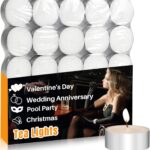 Tealight Candles - Tea Lights Candles Unscented Tea Tree Lights Mini Votive with Cotton Wick for Decorating Home,Pool,Shabbat,Wedding,Emergencies,Christmas,Halloween,Parties, Spas