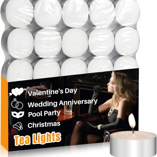 Tealight Candles - Tea Lights Candles Unscented Tea Tree Lights Mini Votive with Cotton Wick for Decorating Home,Pool,Shabbat,Wedding,Emergencies,Christmas,Halloween,Parties, Spas