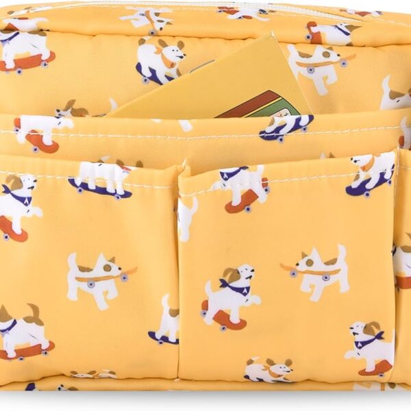 qianshan Portfolio Organizer with Multiple Pockets, Waterproof Travel Zippered Cosmetic Bag, Portable Storage Bag for Notebooks, Stationeries, Make-up, Journal Office Art Supplies.Skateboarding Dog