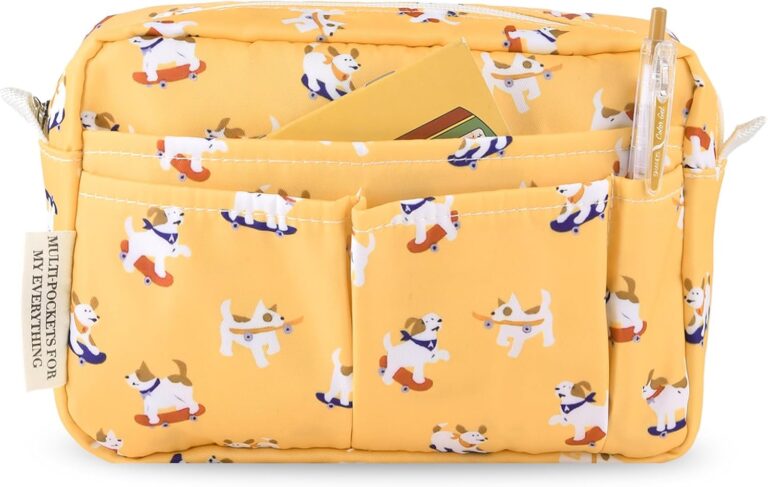 qianshan Portfolio Organizer with Multiple Pockets, Waterproof Travel Zippered Cosmetic Bag, Portable Storage Bag for Notebooks, Stationeries, Make-up, Journal Office Art Supplies.Skateboarding Dog