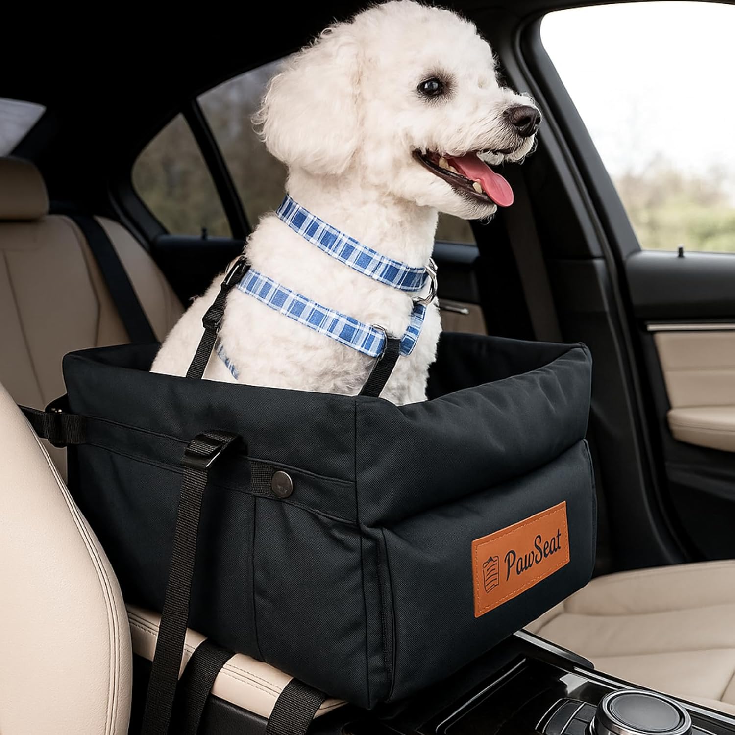 Center Console Dog Car Seat for Small Dogs and Puppies 5-13Lbs, Ideal Armrest Booster Car Travel Seat with Safety Protection Seat Belts, Storage Pockets - Reduces Anxiety (Black) Center Console Dog Car Seat for Small Dogs and Puppies 5-13Lbs, Ideal Armrest Booster Car Travel Seat with Safety Protection Seat Belts, Storage Pockets - Reduces Anxiety (Black)