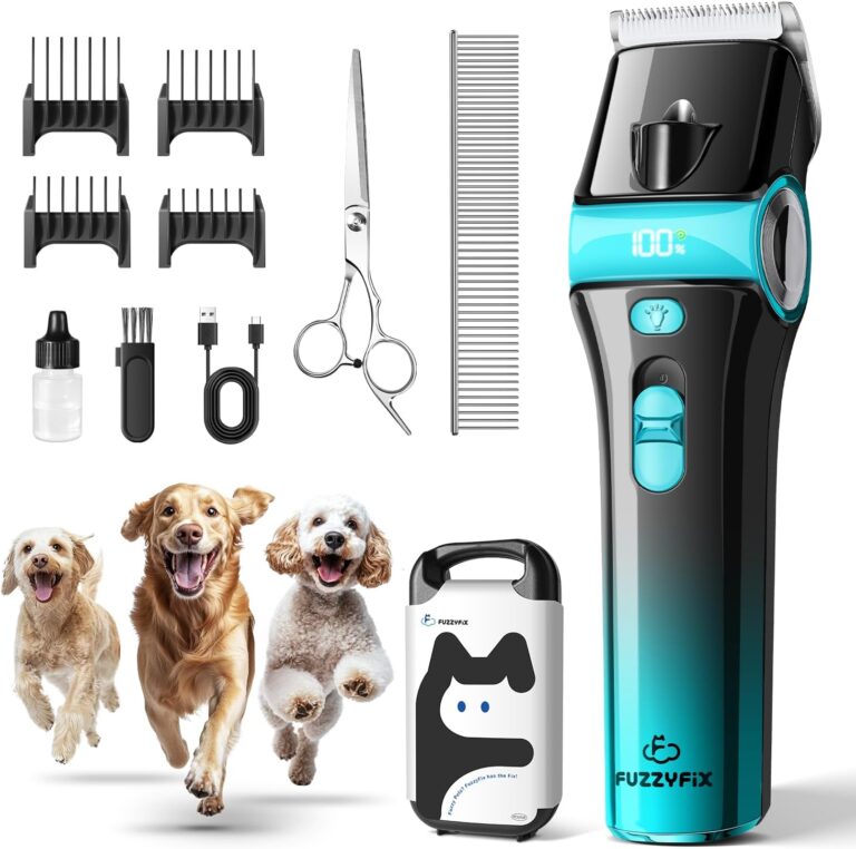 Dog Clippers for Grooming with 5-in-1 Blade, Dog Grooming Kit Cordless Rechargeable Hair Trimmer Detachable Stainless Steel Blade Pet Shaver for Small Puppy Paw Face Head Body
