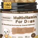 ZEBORA Dog Multivitamin with Probiotics - Dog Vitamins and Supplements - Multivitamin for Dogs with Glucosamine, Omega 3 and Probiotics for Dogs Digestion, Immunity, Joint, Skin and Coat - 180ct