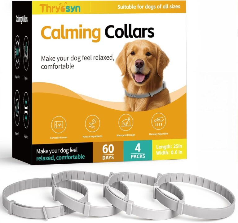 Calming Collar for Dogs 4-Pcs, Pheromone Collar for Dogs, Relief Anxiety Stress Separation, Lasts 60 Days,25 Inches Size Flexible Adjustable Waterproof for All Small Medium and Large Dog