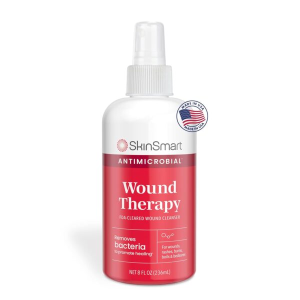SkinSmart Antimicrobial Wound Therapy, Hypochlorous Acid Safely Removes Bacteria so Wounds Can Heal, 8 Ounce Clear Spray
