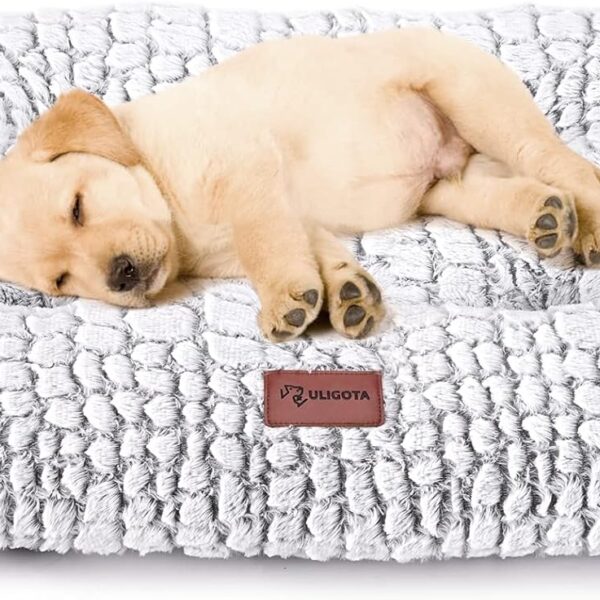 ULIGOTA Dog Bed Crate Pad Plush Dog Crate Mat for Small Medium Large Dogs Soft Dog Bed Anti Slip Fulffy Comfy Kennel Pad