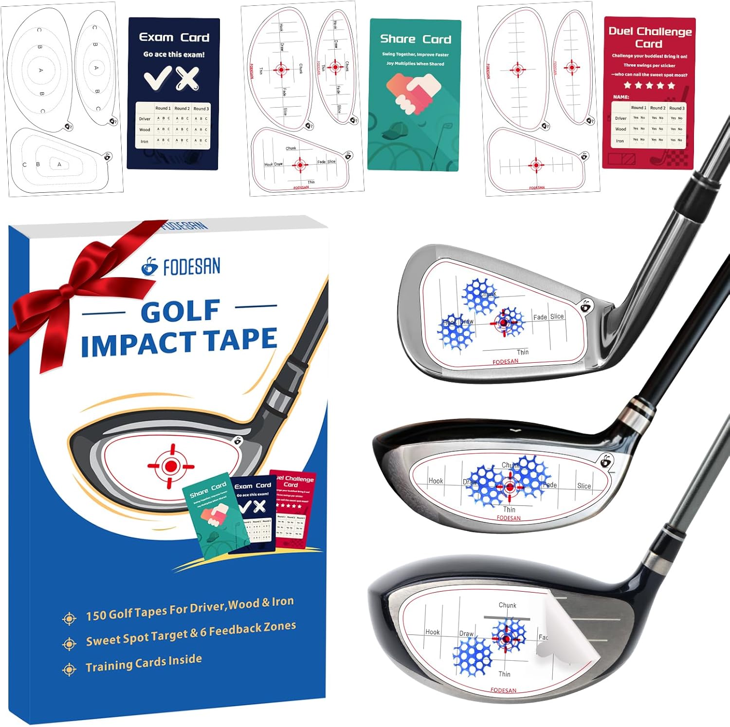 Golf Impact Tape 2025 Innovative Training & Battle Golf Edition Club Face Stickers for Drivers, Irons & Woods Instant Swing Feedback, Interactive Practice,Great Golf Gift for Men & Dads Golf Impact Tape 2025 Innovative Training & Battle Golf Edition Club Face Stickers for Drivers, Irons & Woods Instant Swing Feedback, Interactive Practice,Great Golf Gift for Men & Dads
