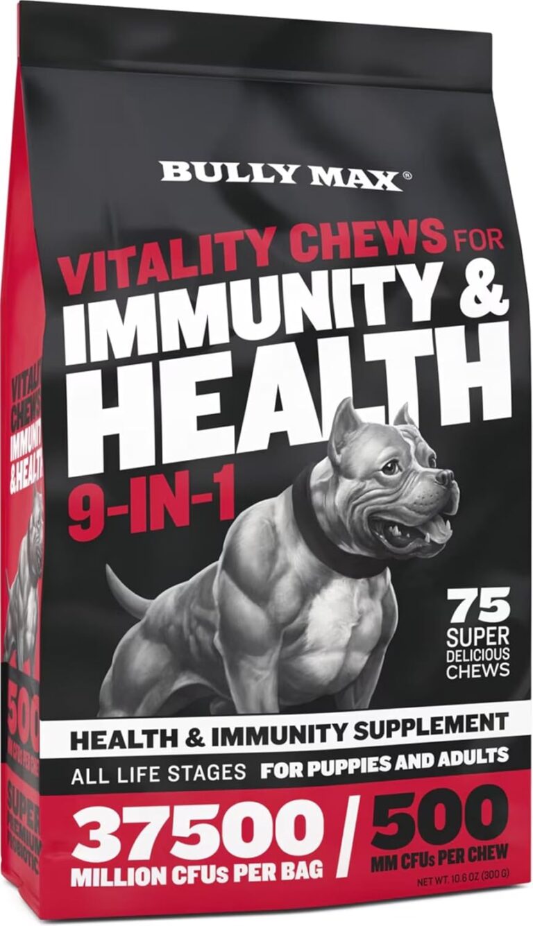 Bully Max Dog Chews & Multivitamin Treats for Puppy & Adult Dogs - 75 Soft Chews, Dog Supplements & Vitamins for All Breeds - Skin, Coat, Brain, Heart, Digestive Health, Immunity, Joint Support