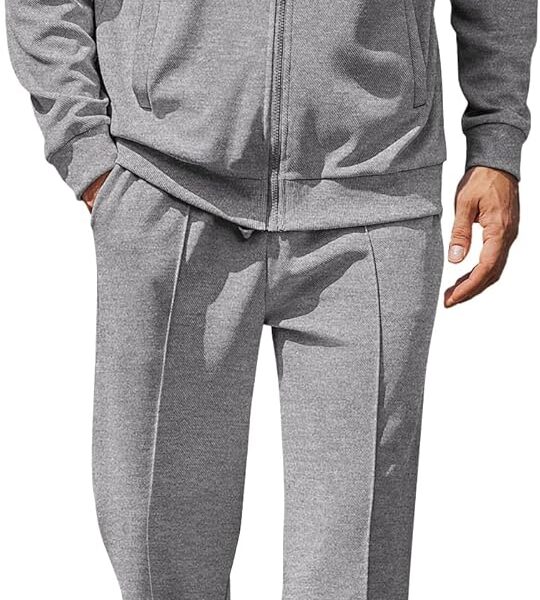COOFANDY Men's Casual Sweatsuit 2 Piece Athletic Full Zip Tracksuit Jacquard Jogging Set Fashion Jackets And Pants Outfit