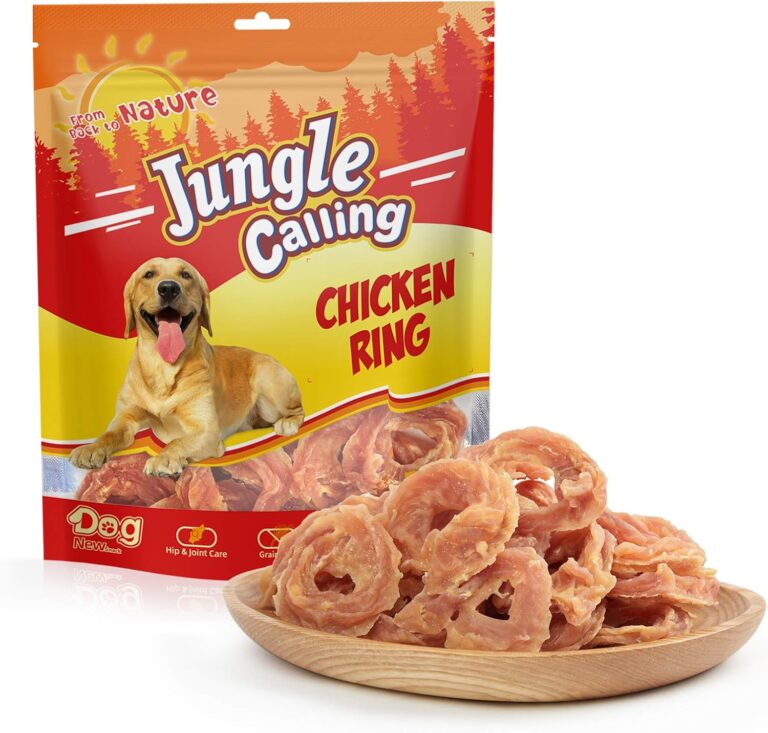Jungle Calling Chicken Rings Dog Treats, Slow Roasted Chicken Jerky, Rawhide Free Dog Chews, High Protein Training Treats, Hip and Joint Health with Glucosamine, 10.6 oz