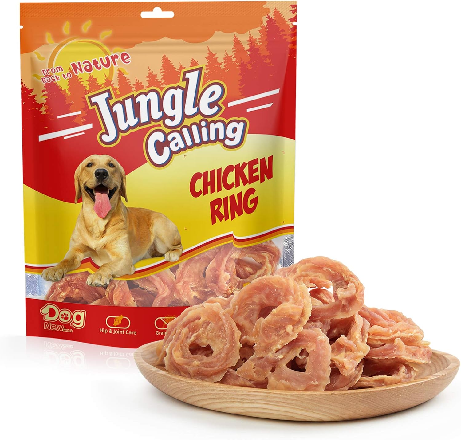 Jungle Calling Chicken Rings Dog Treats, Slow Roasted Chicken Jerky, Rawhide Free Dog Chews, High Protein Training Treats, Hip and Joint Health with Glucosamine, 10.6 oz Jungle Calling Chicken Rings Dog Treats, Slow Roasted Chicken Jerky, Rawhide Free Dog Chews, High Protein Training Treats, Hip and Joint Health with Glucosamine, 10.6 oz