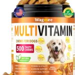 Dog Multivitamin, 500 Crunchy & Tasty Chew - Supports Daily Energy, Heart Health, Skin & Coat with Taurine, Krill Oil Omega-3, B Complex Vitamins & Zinc - Daily Multivitamin for All Breeds & Ages
