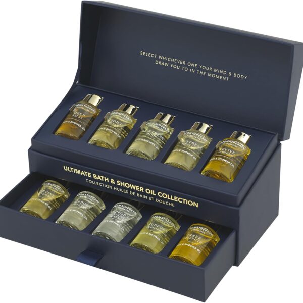Aromatherapy Associates Essential Oil Blends Luxury Body and Shower Oils for Dry Skin and Daily Aromatherapy, 10-Pack (0.30 fl oz Each) in Decorative Gift Box