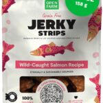 Open Farm, Dog Jerky Treats, Soft & Chewy Oven-Baked Jerky Strips Made with Ethically & Sustainably Sourced Ingredients, Protein Packed Dog Treats, Grain Free Wild Caught Salmon Recipe, 5.6oz Pouch