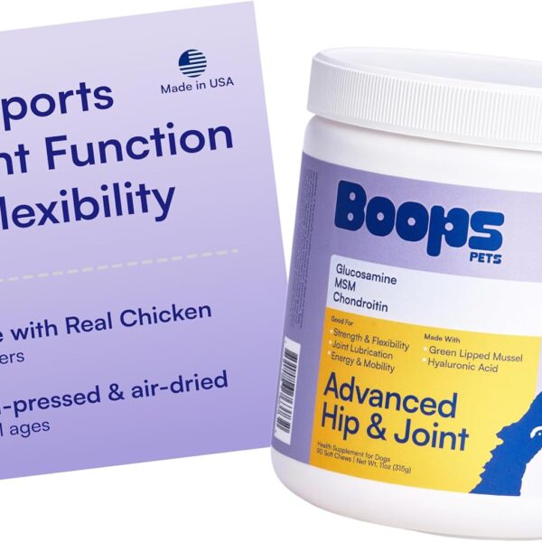 Advanced Hip & Joint Supplement for Dogs - 90 Soft Chews with Glucosamine, MSM, Chondroitin & Multivitamins - Helps Mobility, Flexibility & Arthritis Relief - Made with Pasture-Raised Chicken