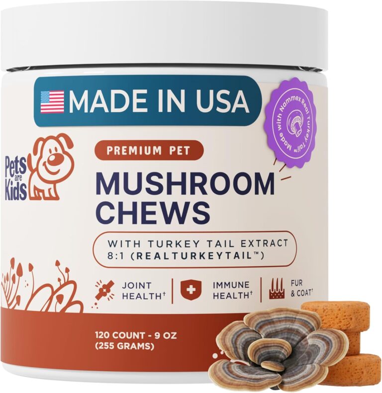 Turkey Tail Mushroom for Dogs with Organic Real Turkey Tail - 8:1 Extract Mushroom Chews for Lumps & Bumps, Immunity, Gut, Skin, Joint & Spine Support - Reishi, Lions Mane - 120 Soft Chews