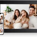 AEEZO 10.1 Inch WiFi Digital Picture Frame, IPS Touch Screen Smart Cloud Photo Frame with 32GB Storage, Auto-Rotate Easy Setup to Share Photos or Videos via AiMOR APP, Wall Mountable Black