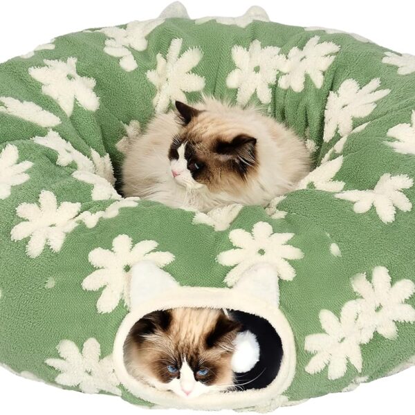 Pesen Cat Tunnel Bed with Soft Cushion, Cat Toys for Indoor Cats Enhance Bonding Between Pets and Owners, Encourage Exploration, and Satisfy Natural Instincts for Kittens, Dogs, and Rabbits