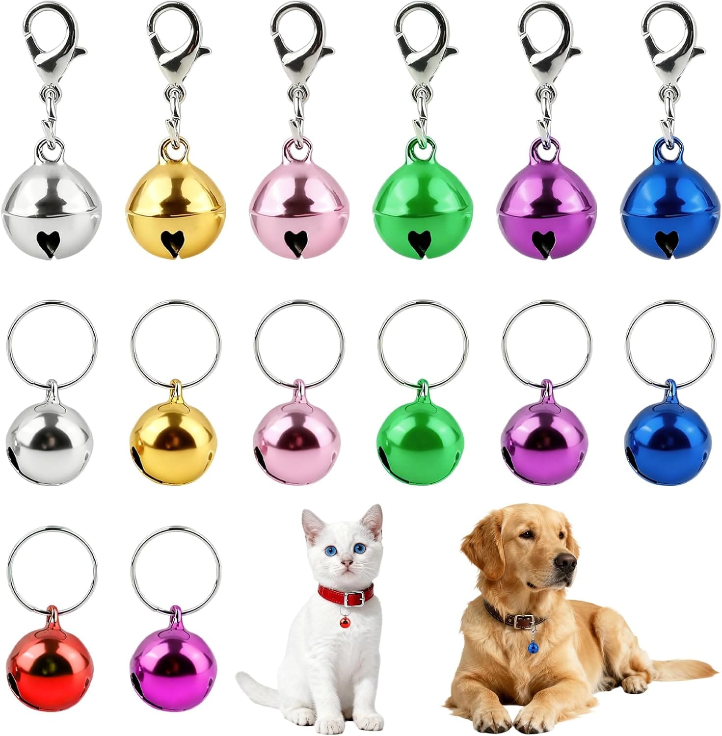 14-pack Pet Bells for Dog Cat Collar - Anti Lost Training Collar Bell - Multicolors Pets Charm Jingle Bells - Pet Pendant Accessories for Little Dogs & Cats, Crafts 14-pack Pet Bells for Dog Cat Collar - Anti Lost Training Collar Bell - Multicolors Pets Charm Jingle Bells - Pet Pendant Accessories for Little Dogs & Cats, Crafts