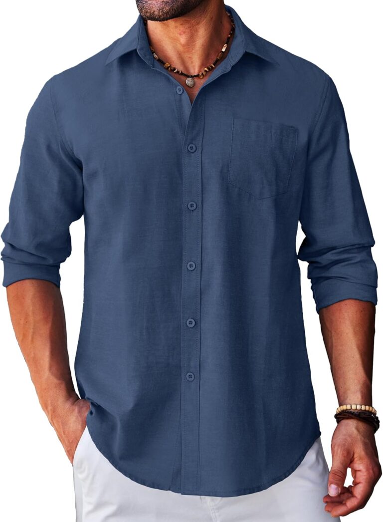 COOFANDY Men's Long Sleeve Button Down Shirt Casual Untucked Regular-Fit Oxford Dress Shirts
