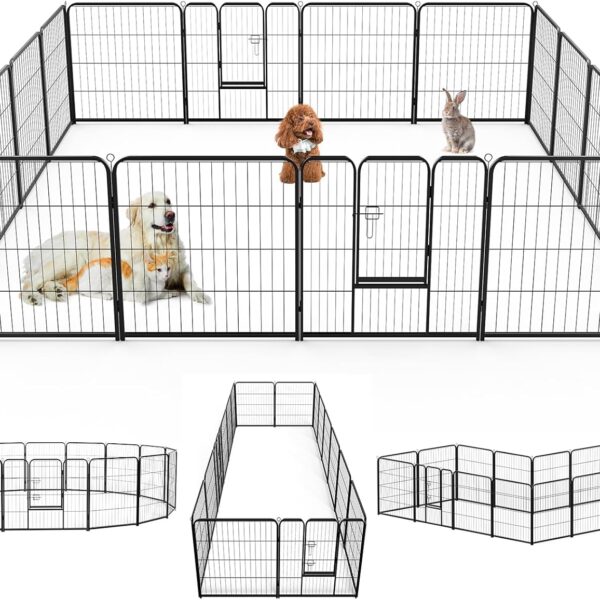 SMUG Heavy-Duty Iron Dog Playpen 8 Panels 40 Durable, Rust-Resistant Pet Fence for Indoor & Outdoor Use, Secure & Spacious Pet Play Area for Dogs, Puppies & Small Animals