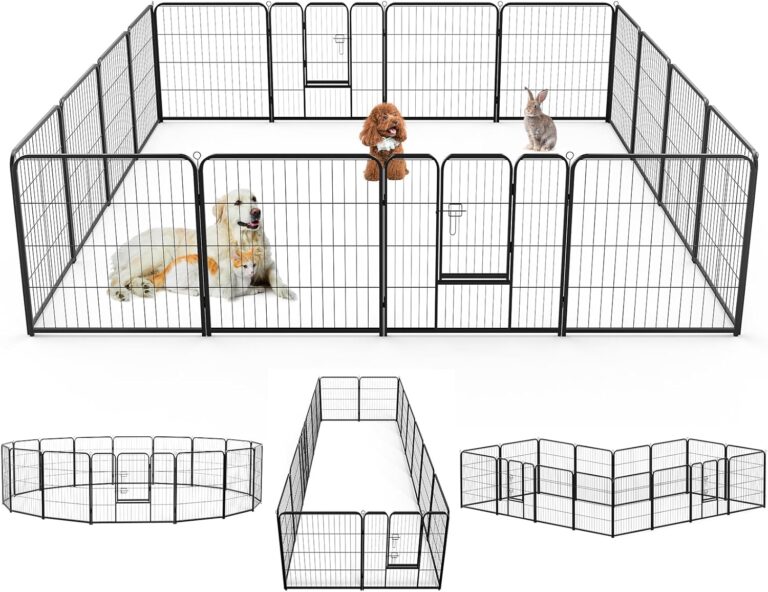 SMUG Heavy-Duty Iron Dog Playpen  8 Panels 40 Durable, Rust-Resistant Pet Fence for Indoor & Outdoor Use, Secure & Spacious Pet Play Area for Dogs, Puppies & Small Animals
