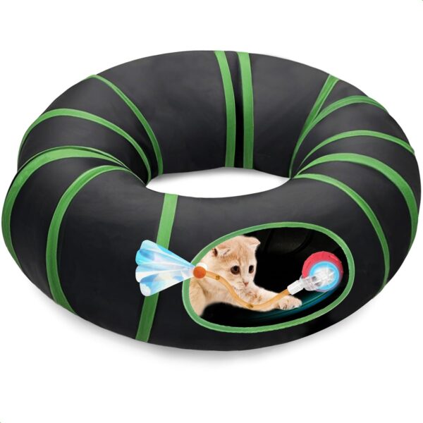 Interactive Cat Toys Ball Fast Rolling in Cat Tunnel  Motion-Activated Ball in Enrichment Tunnel,Hide & Seek Puzzle Game for Indoor Cats & Kittens,Boredom Relief for Cats (Orange-red)