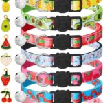 7 Pack Breakaway Cat Collars with Bells & Fruit Pendants,Safety Kitten Collar,Adjustable,Ideal for Girl Cats Boy Male Cats Pet Supplies,Accessories,Gifts
