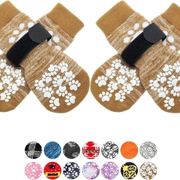 EXPAWLORER Anti Slip Dog Socks to Prevent Licking Paws, Dog Shoes for Hot Pavement, Dog Booties for Small Medium Large Senior Dogs, Traction Control Boots & Paw Protectors for Hardwood Floors