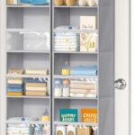 AOODA 2 Pack Over the Door Organizer, Large Capacity Closet Door Hanging Organizer, Clear Deep Pockets Baby Organizer Storage for Nursery, Bathroom, Bedroom, Pantry, Diapers (Grey)