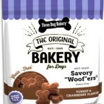 Three Dog Bakery Soft Baked Grain Free Meaty Woofers, Turkey and Cranberry Flavor, Premium Treats for Dogs, Brown, 25 oz