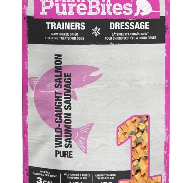 PureBites Mini Salmon Freeze Dried Dog Treats, 1 Ingredient, Made in USA, 1.7oz