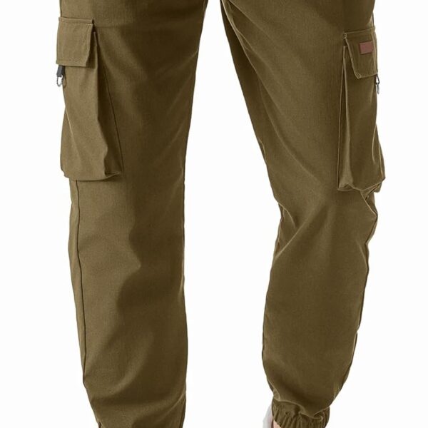 JMIERR Mens Cargo Pants Casual Lightweight Elastic Waist Drawstring Tapered Pant with Pockets