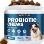 WONTECHMI Probiotics for Dogs, Improve Itchy Skin Itchy Ears, Gut Health, Yeast Balance, Allergies, Immunity, Dog Probiotics and Digestive Enzymes with Prebiotics, Reduce Diarrhea (Chicken, 120 chews)