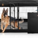 PJYuCien Dog Playpen Plus Storage Bag, 31.3" H 8 Panels Puppy Pen with Square Bottom & Top Cover, Heavy Duty Dog Fence for Camping