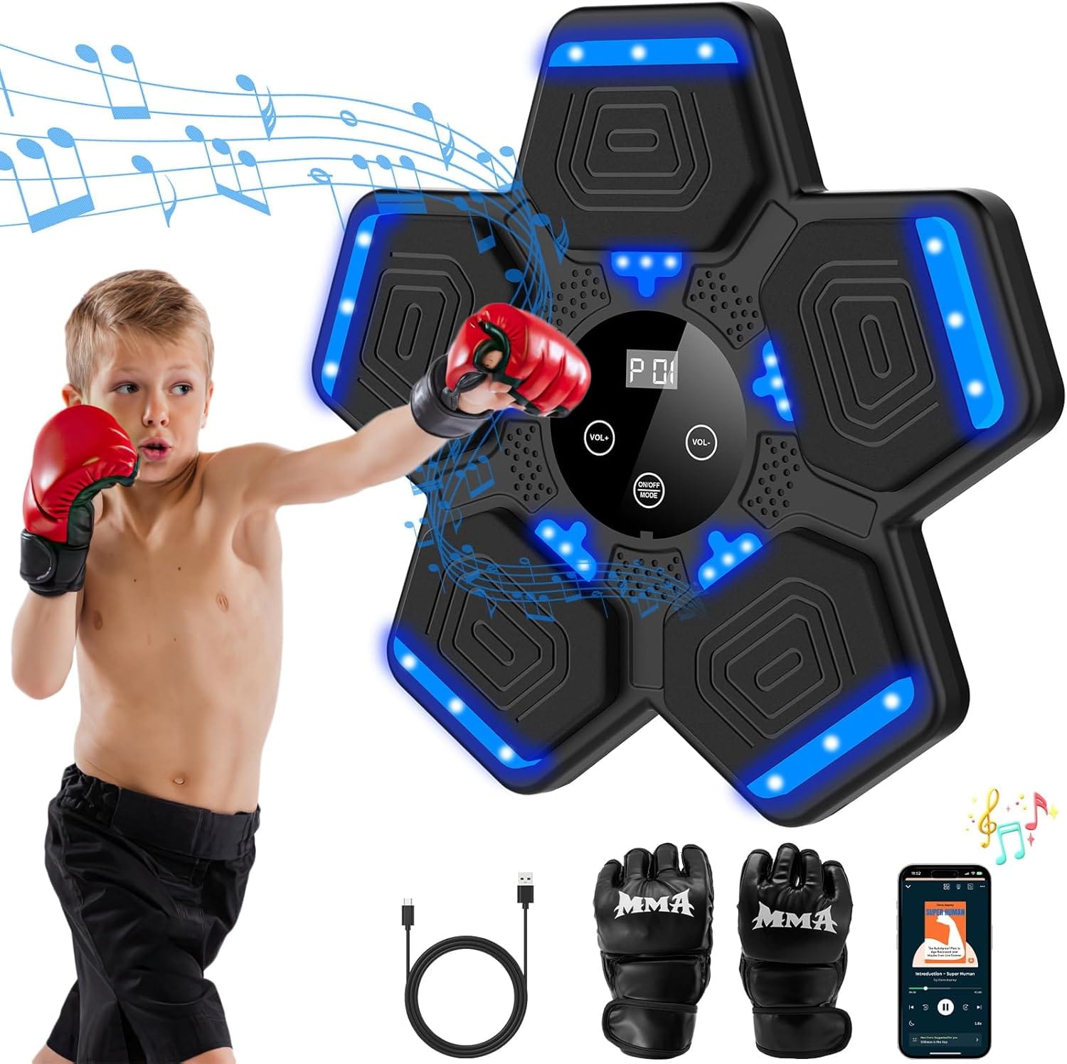 2025 Music Boxing Machine for Adults and Kids, Smart Interactive Boxing Training Equipment with Gloves Wall Mounted, Workout Punching Machine for Home,Office and Gym 2025 Music Boxing Machine for Adults and Kids, Smart Interactive Boxing Training Equipment with Gloves Wall Mounted, Workout Punching Machine for Home,Office and Gym